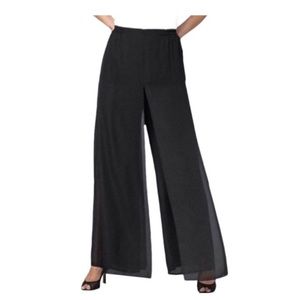 Adrianna Papell Black Wide Leg Sheer Draped Palazzo Pants Size 6